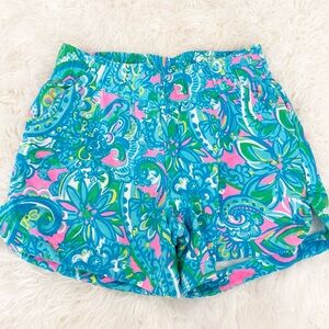 Lilly Pulitzer Teal Pink Green Floral Athletic Shorts